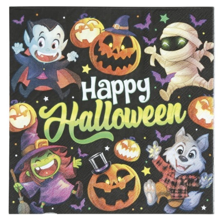 Papírové ubrousky Halloween Party Little Monsters, 33 x 33 cm, balení 20 ks