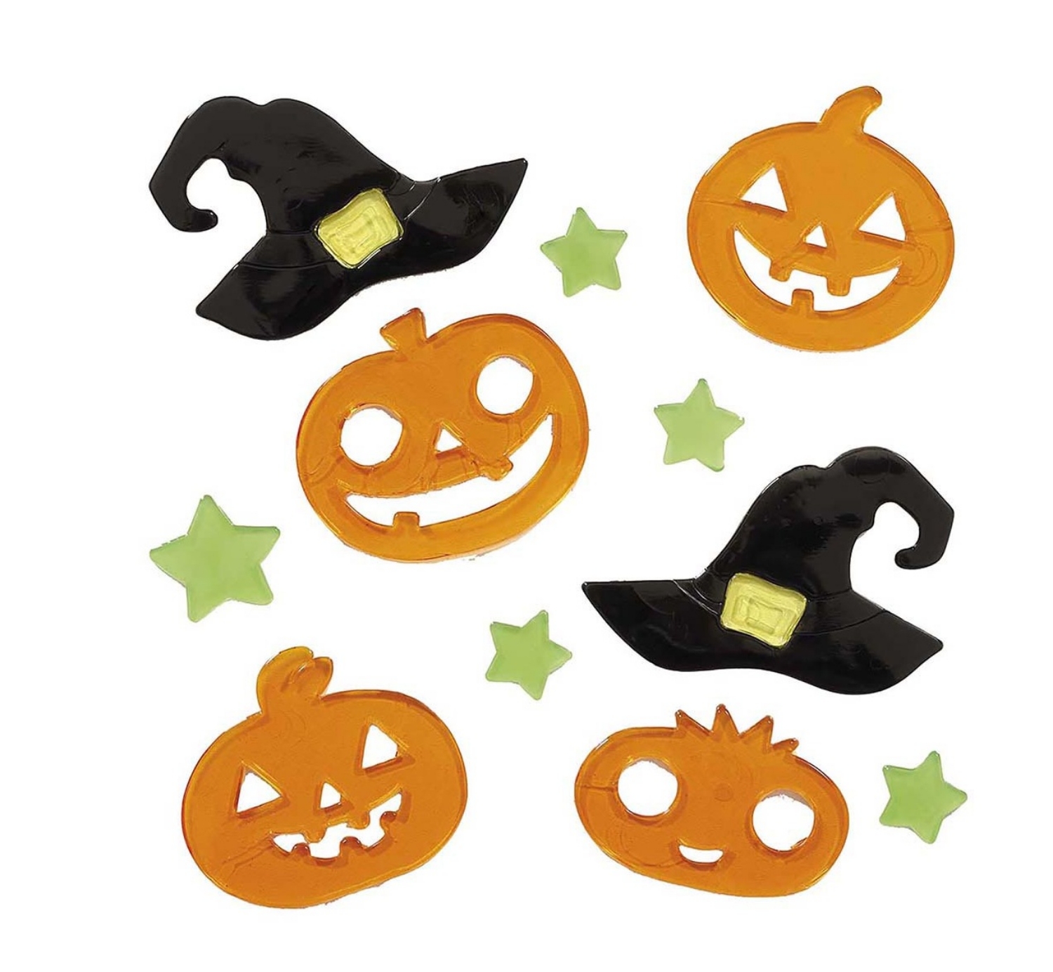 Gelová dekorace na okno Halloween – Dýně a čarodějnické klobouky 20 x 25 cm