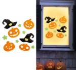 Obrázek Gelová dekorace na okno Halloween – Dýně a čarodějnické klobouky 20 x 25 cm