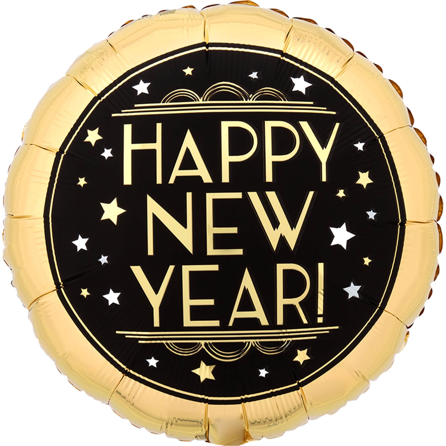 Levně Fóliový balonek Happy New Year černo-zlatý 43 cm
