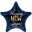 Fóliový balonek hvězda Happy New Year černo-modrý 43 cm