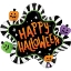 Fóliový balonek Happy Halloween Striped Splat s pruhovaným designem a dýněmi, 79 cm
