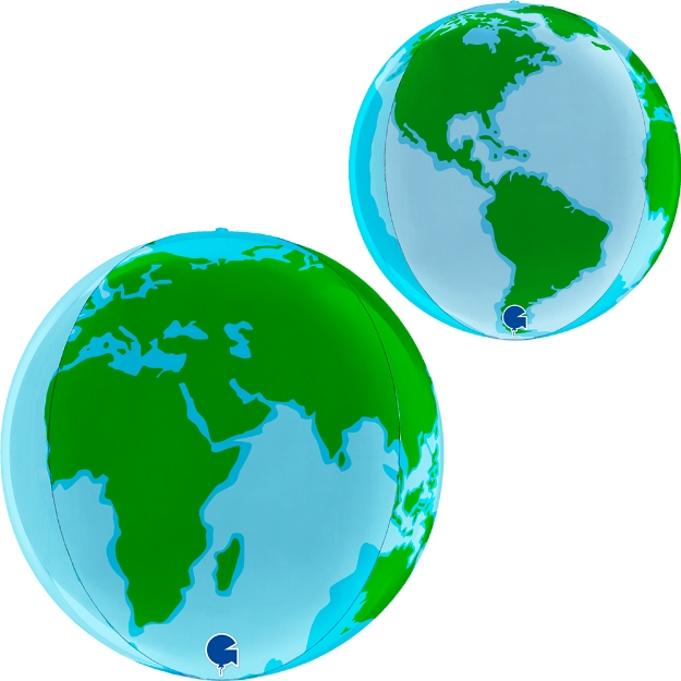 Fóliový balonek Globe 4D ve tvaru Zeměkoule, 38 cm