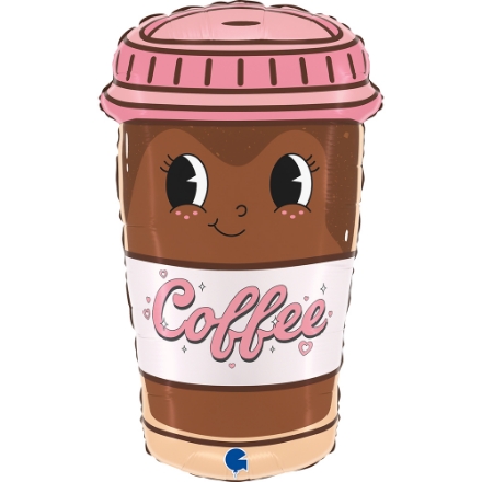 Fóliový balonek ve tvaru kelímku Coffee To Go s nápisem Coffee, 61 cm