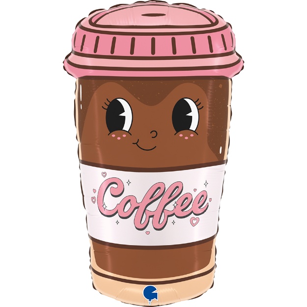 Fóliový balonek ve tvaru kelímku Coffee To Go s nápisem Coffee, 61 cm