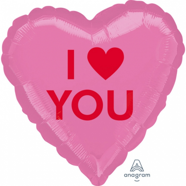 Fóliový balonek ve tvaru růžového srdce s nápisem I Love You, 43 cm