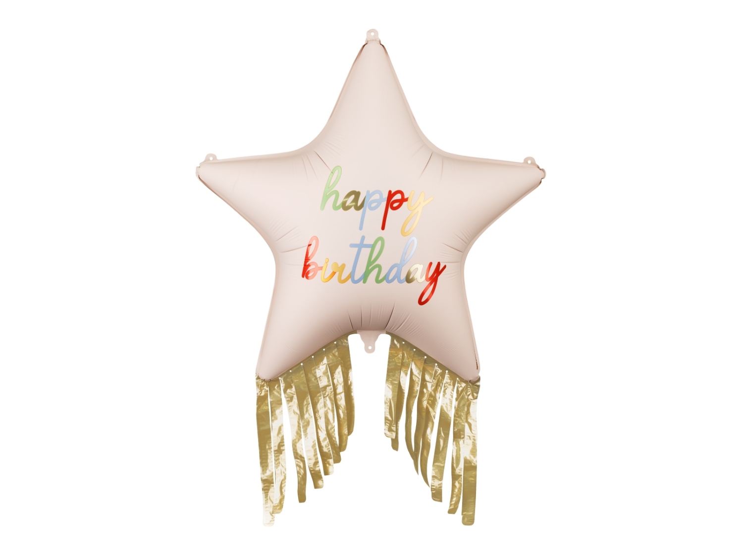 Fóliový balonek hvězda Happy Birthday se střapci 72 cm – mix barev
