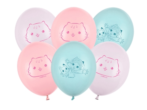 Latexové balonky Gábinin kouzelný domek ve filmu 27 cm pastelové, 6 ks