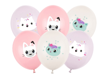 Balonky Gábinin kouzelný domek 30 cm s potiskem, mix pastelových barev, 6 ks