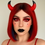 Zoelibat Devil Set – červené rohy, červený a černý make-up, bílé kontaktní čočky