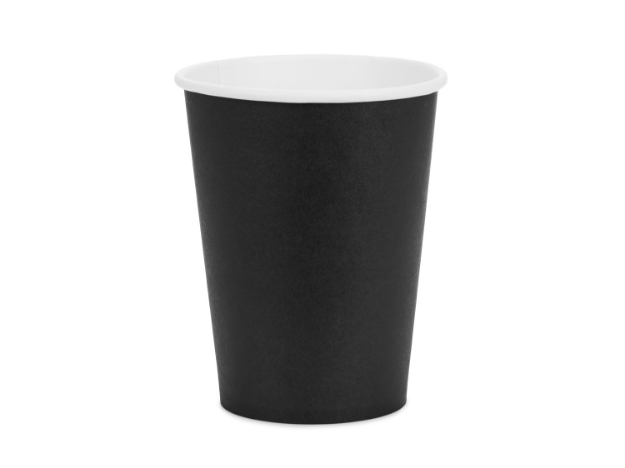 Černé papírové kelímky o objemu 250 ml – balení 6 ks