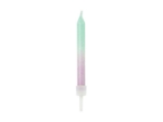 Narozeninové svíčky ombre v modro-fialové barvě, 6 cm, balení 20 kusů s podstavci