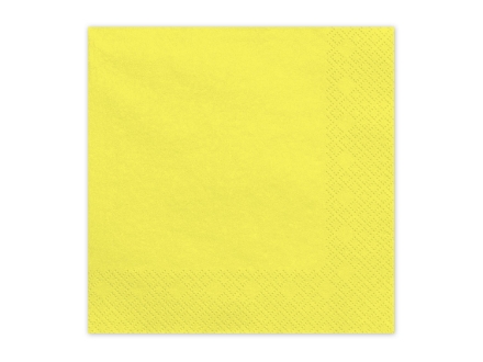 Žluté papírové ubrousky 33 × 33 cm, dvouvrstvé, balení 20 ks