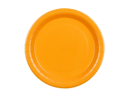 Oranžové papírové talíře o průměru 23 cm – 6 ks, ideální na party a oslavy.