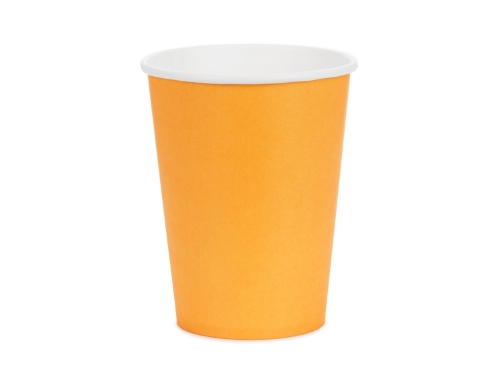 Levně Papírové kelímky oranžové 250 ml - 6ks