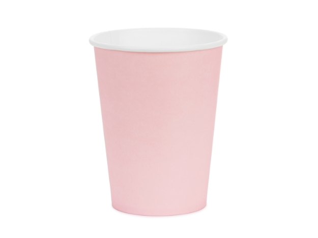 Papírové kelímky světle růžové, 250 ml, výška 9 cm, balení 6 ks – ideální na studené nápoje pro oslavy a party