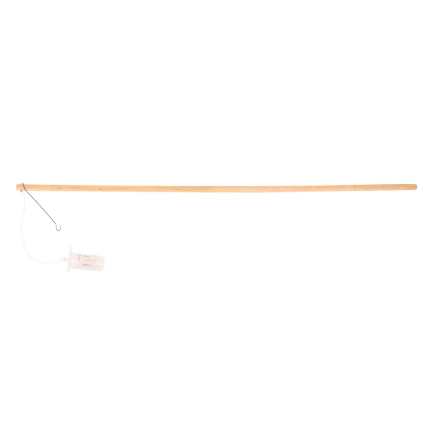 Dřevěná svítící tyčka na lampiony o délce 50 cm s kovovým háčkem a plastovým světlem na baterie LR41