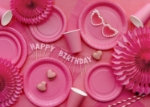 Papírové talíře tmavě růžové, kulaté, průměr 23 cm, balení 6 ks – ideální na oslavy a party - ukázka stolování