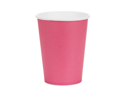 Tmavě růžové papírové kelímky o objemu 250 ml – balení 6 ks