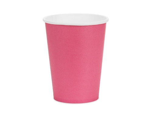 Levně Papírové kelímky tmavě růžové 250 ml – 6 ks