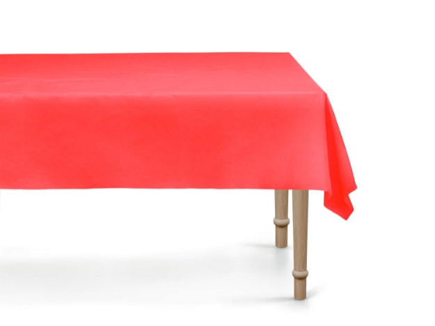Červený ubrus 137 × 183 cm z PP materiálu, opakovaně použitelný a omyvatelný, vhodný na svatby, vánoční i valentýnské oslavy 