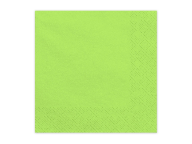 Papírové ubrousky světle zelené, 33 × 33 cm, dvouvrstvé, balení 20 ks – vhodné na svatby, narozeniny i zahradní oslavy.