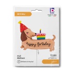 Obrázek Fóliový balonek Jezevčík s dortem – Happy Birthday Dachshund 94×67 cm