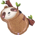 Fóliový balonek Lenochod – Cute Sloth 66×58 cm visící na větvi, ideální pro jungle nebo dětskou party