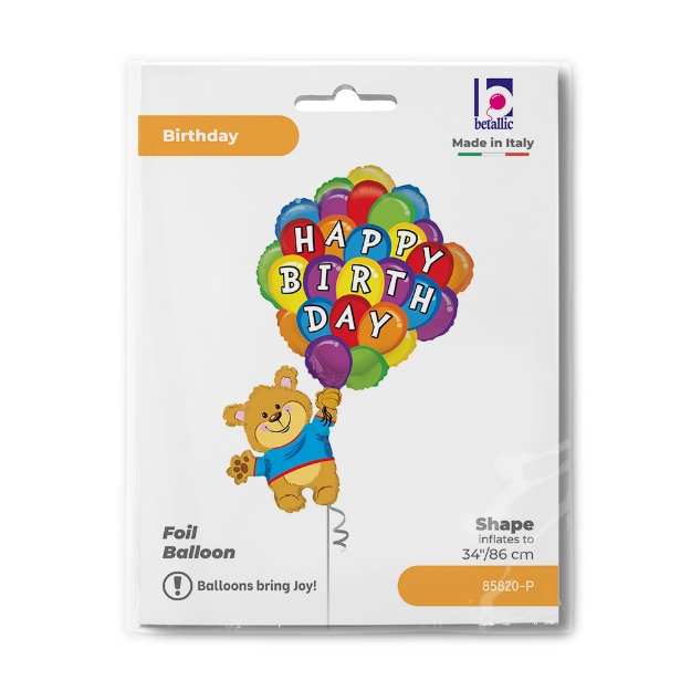 Obrázek Fóliový balonek Medvídek s balónky 86×66 cm