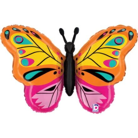 Fóliový balonek Barevný motýl – Colorful Butterfly 75×46 cm, ideální pro jarní a květinové dekorace nebo Den matek