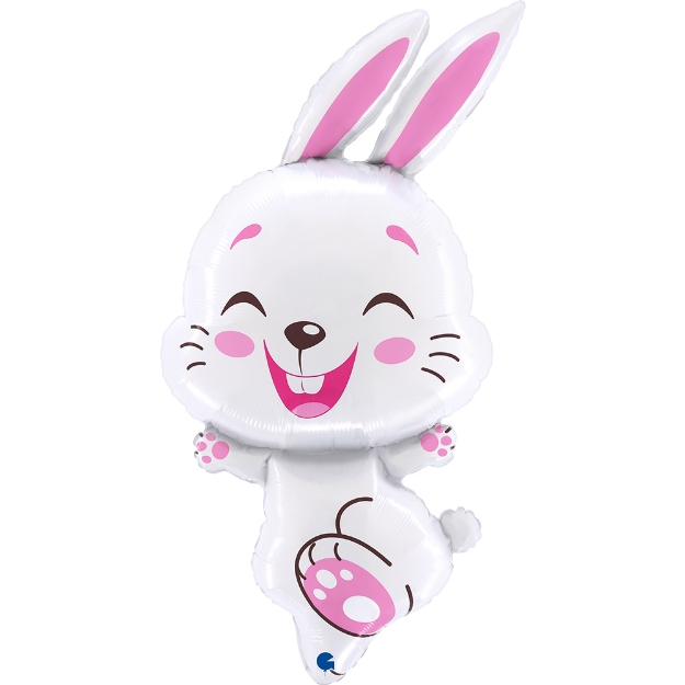 Fóliový balonek Králíček Bunny White Fuxia 87×50 cm, veselá dekorace pro dětskou nebo velikonoční oslavu