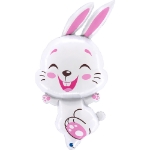 Fóliový balonek Králíček Bunny White Fuxia 87×50 cm, veselá dekorace pro dětskou nebo velikonoční oslavu