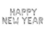 Fóliový balónek Happy New Year – stříbrný nápis 370 cm, ideální na silvestrovskou výzdobu
