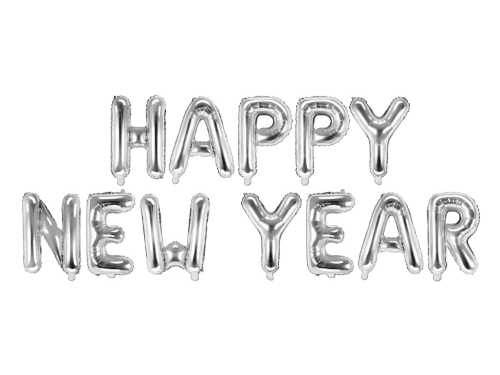 Levně Fóliový balónek nápis Happy New Year – stříbrný 370 cm