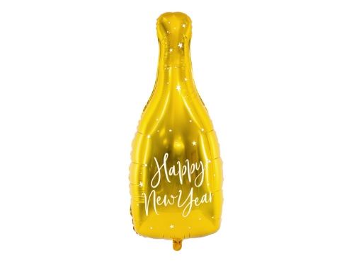 Levně Fóliový balónek láhev Happy New Year – zlatá 82 cm