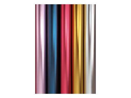 Matná dárková balicí fólie v roli – mix 5 barev, růžová, červená, petrolejová, zlatá a stříbrná