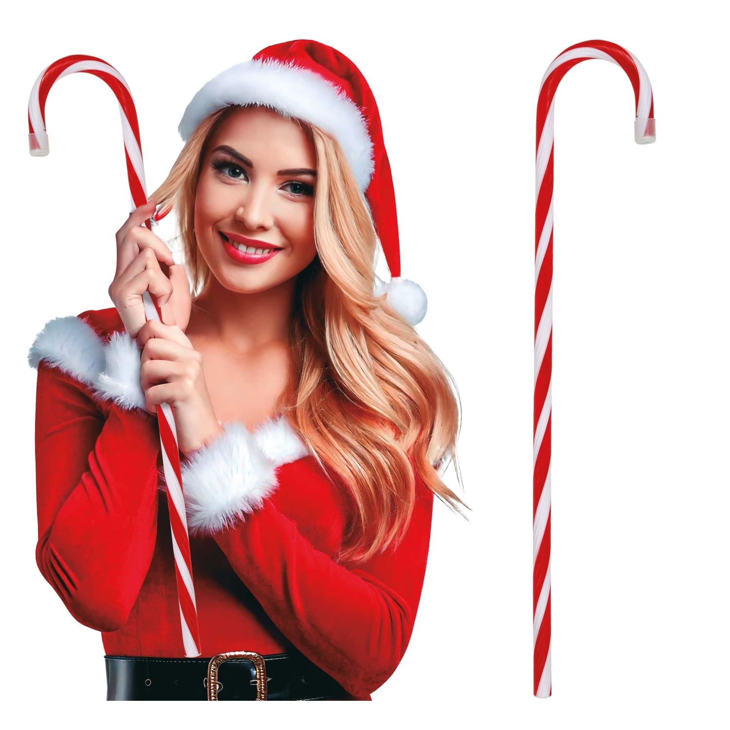 Vánoční cukrová hůlka červenobílá 70 cm