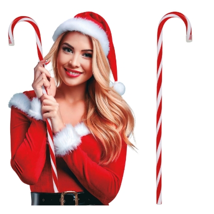 Vánoční červenobílá cukrová hůlka 70 cm z PVC