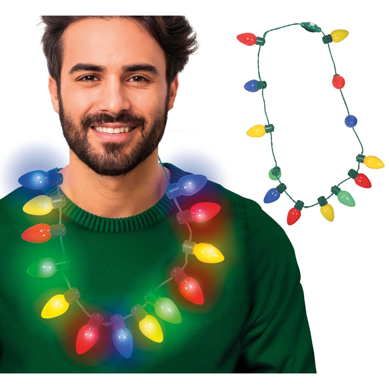 Svítící vánoční girlanda na krk – 12 barevných LED