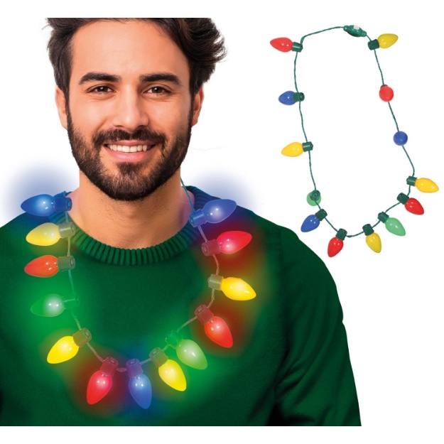 Svítící vánoční girlanda na krk s 12 barevnými LED