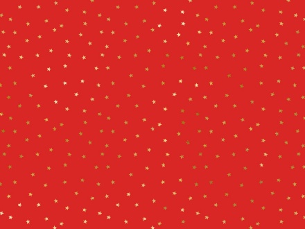 Červený balicí papír v roli se zlatými hvězdami 70×200 cm