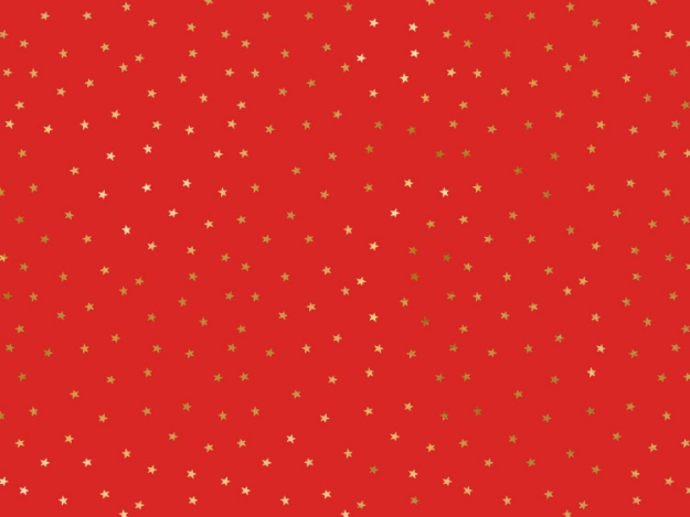 Červený balicí papír v roli se zlatými hvězdami 70×200 cm