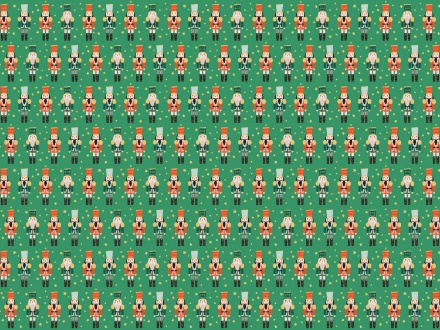 Zelený balicí papír v roli s motivem louskáčků 70×200 cm