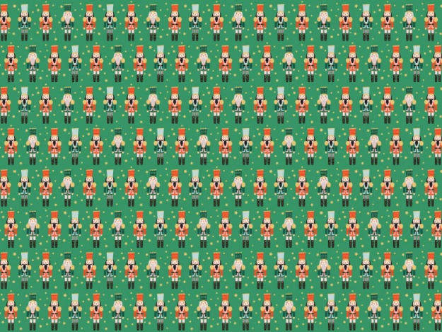 Zelený balicí papír v roli s motivem louskáčků 70×200 cm