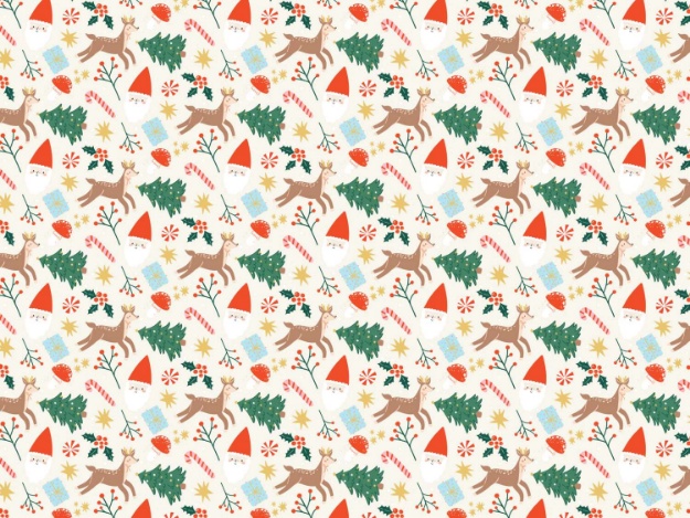 Béžový balicí papír Merry Christmas v roli 70×200 cm s vánočními ilustracemi