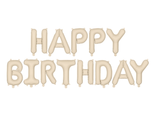 Levně Fóliový nápis Happy Birthday béžový – 340×35 cm