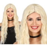 Vlnitá blond paruka jako doplněk ke kostýmu na karneval nebo fantasy party