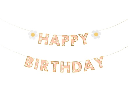 Banner Happy Birthday s kopretinami 200×14,5 cm – produkt