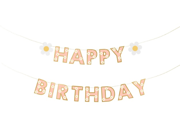 Banner Happy Birthday s kopretinami 200×14,5 cm – produkt
