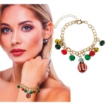 Obrázok z Náramok s vianočnými ozdobami – zlatý